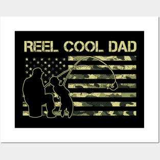 Reel Cool Dad American Flag Camo Posters and Art